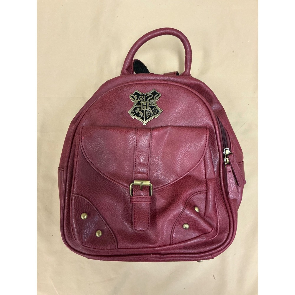 Harry Potter Hogwarts Crest Mini Backpack Burgundy Faux Leather Bag